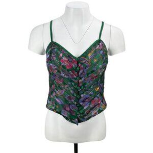 VICTORIA'S SECRET Vintage Gold Label Metallic Floral Semi Sheer Cami Size Medium